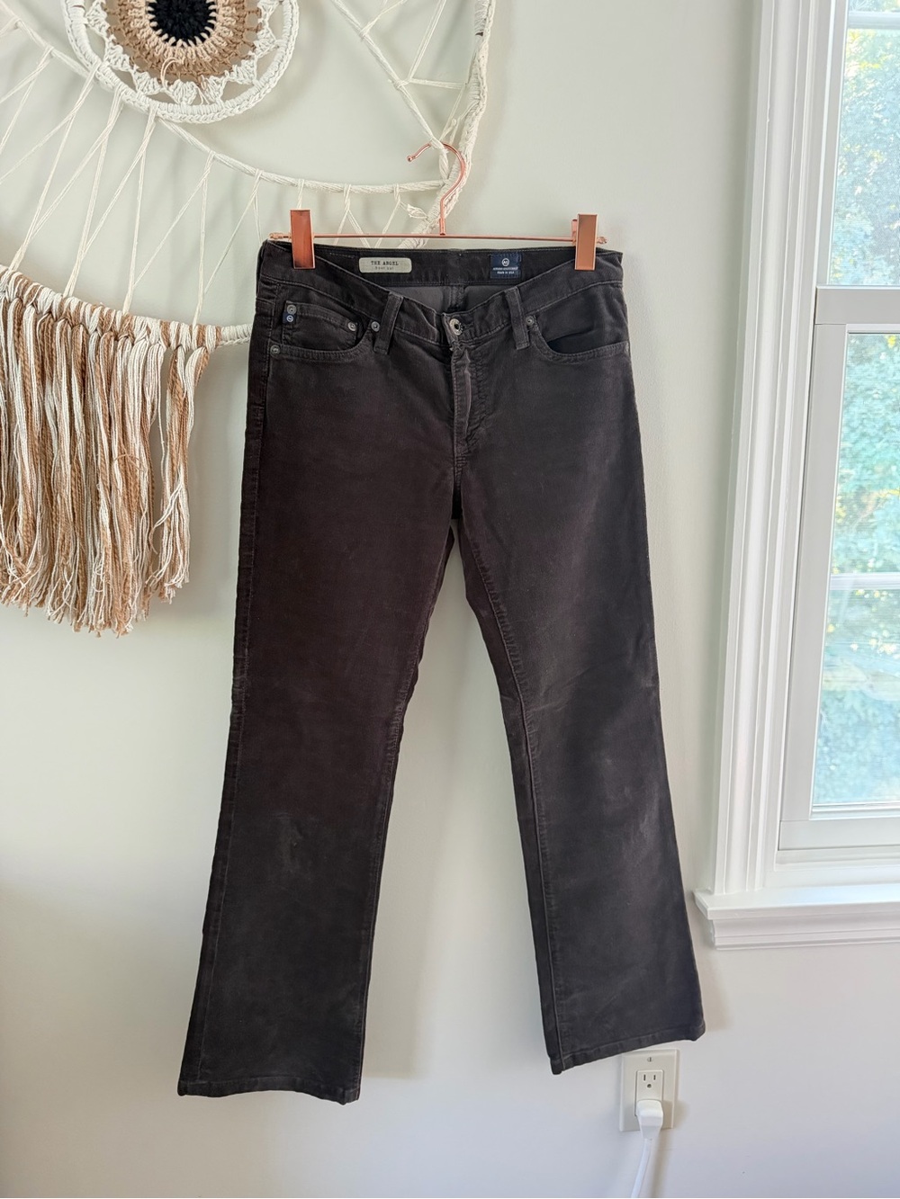 AG “The Angel” Bootcut Corduroy Pants in Dark Brown/Charcoal